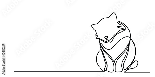 Continuous one line drawing. dog and cat logo. Black and white vector illustration3