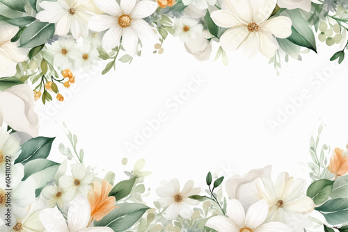 Floral border frame card template. Golden gradient on white background.Vector design illustration. for bunner  wedding card. Rectangle corners sides decoration.