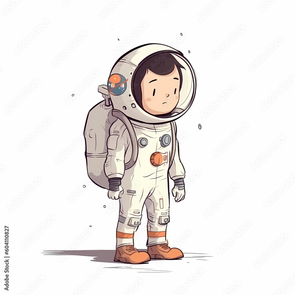 Astronaut Boy at Planet. Generative AI