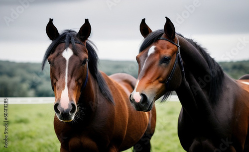 Brown Horses on Ranch © JR