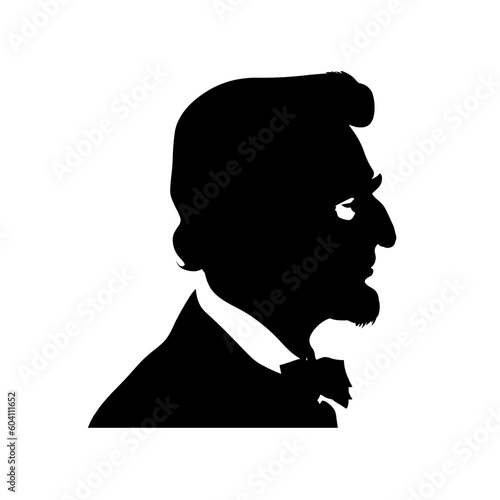 lincoln silhouette in profile - vector illustration