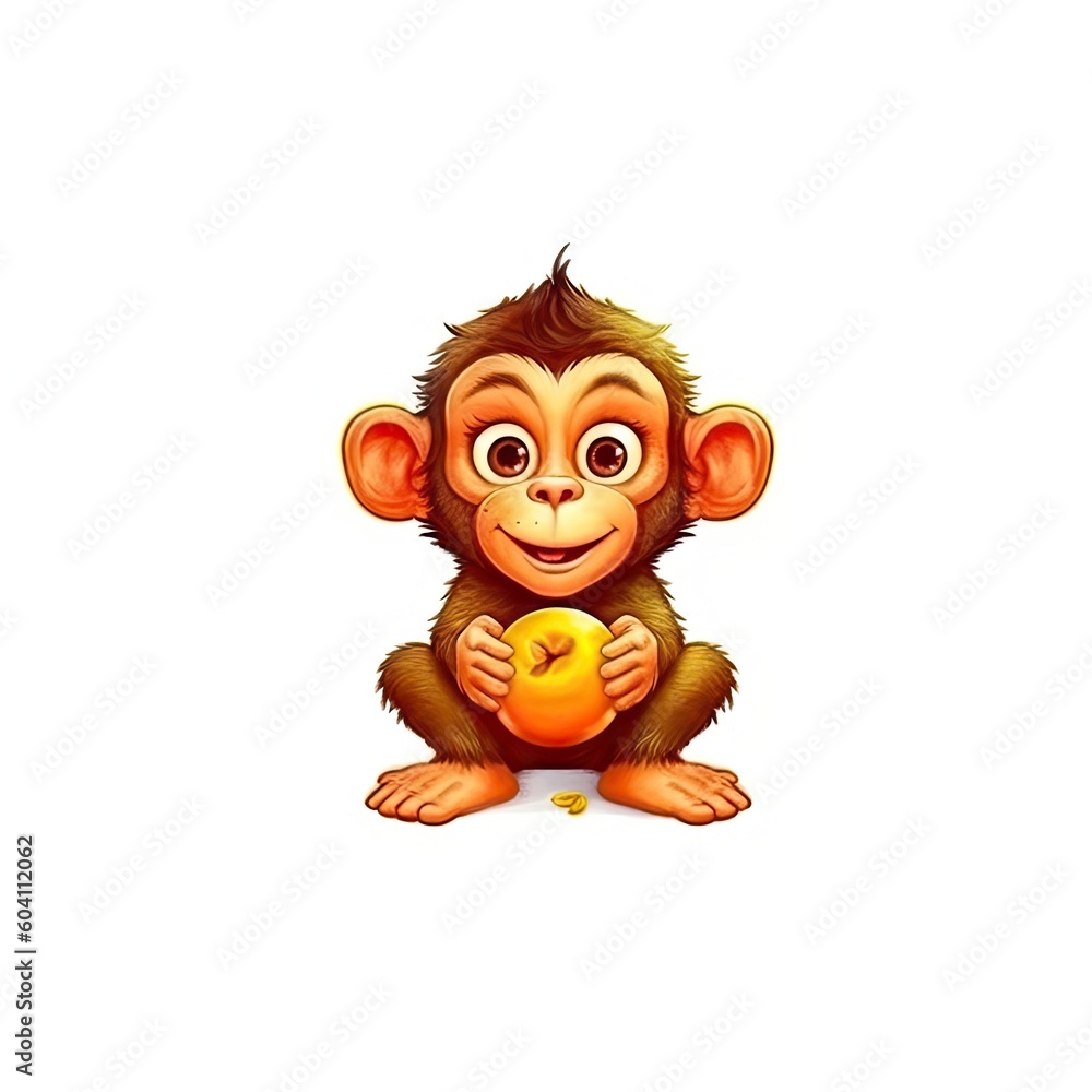 Monkey cute character illustration. Generative AI
