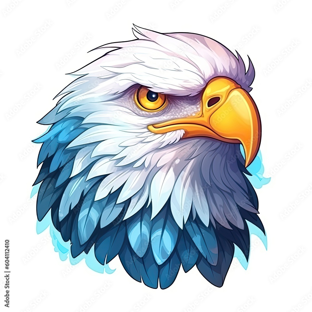 Fototapeta premium Bald eagle cute character illustration. Generative AI