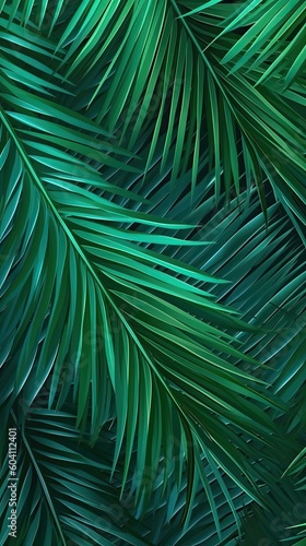 Striped of palm leaf  abstract green texture background. Generative AI
