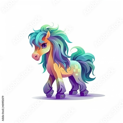 Pony horse cute character illustration. Generative AI