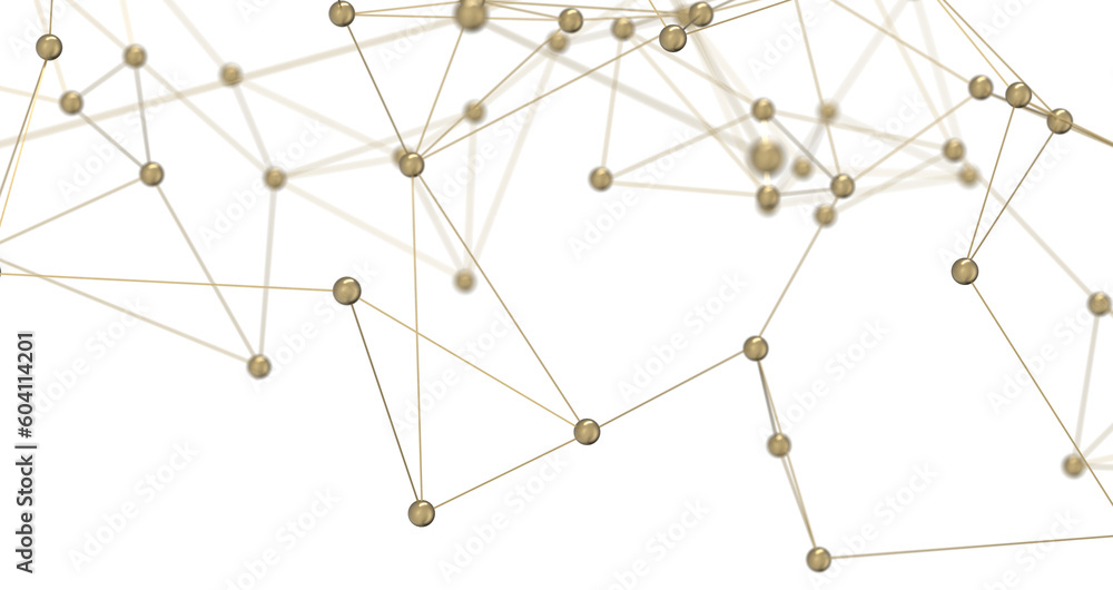 Gene lines and nodes, biological gene structure, 3d rendering.