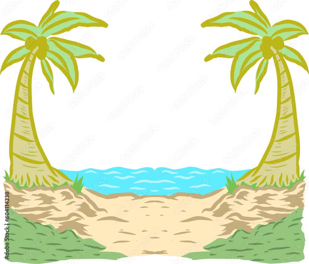  seascape squeezed by coconut trees