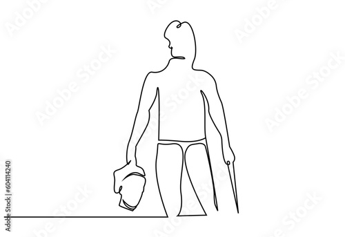crazy evil dangerous person human head cut severed holding kill death line art