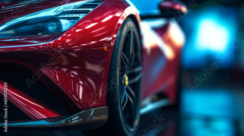 Closeup on front of generic and unbranded  sport car wallpaper illustration images. Generative AI © adel