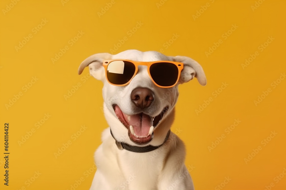 animal dog sunglasses isolated pet background smile funny brown portrait cute. Generative AI.