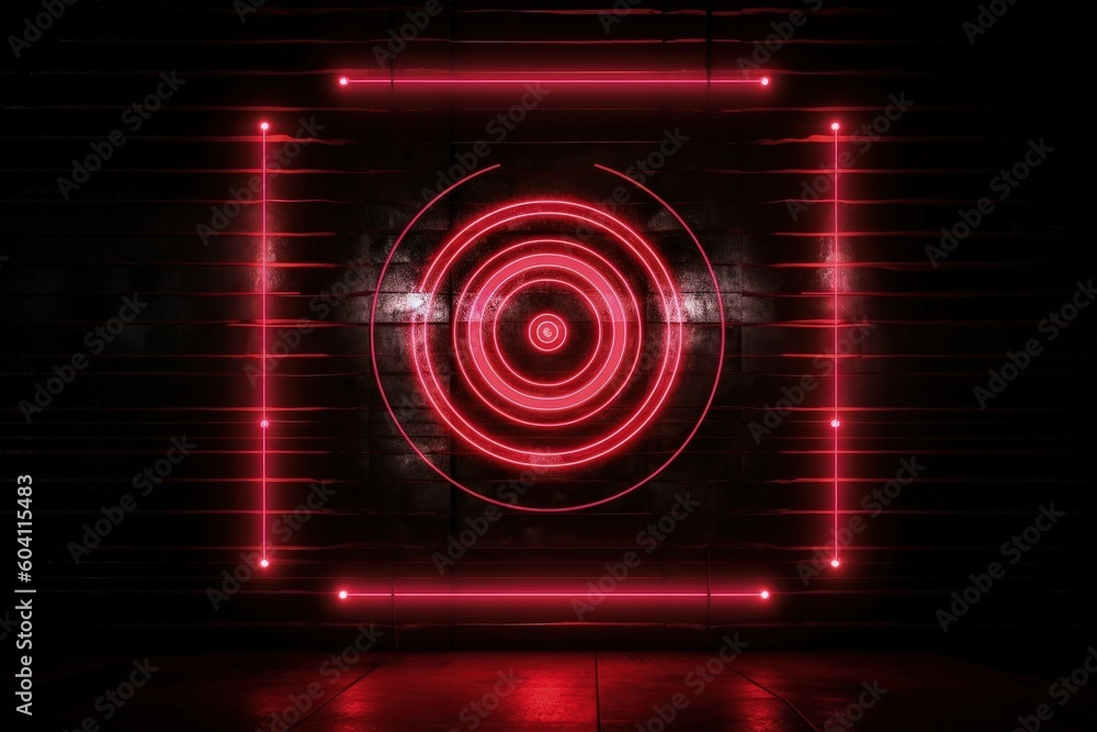 Red neon light target, technology and business concept, digital illustration. Generative AI Red neon light target, technology and business concept, digital illustration. Generative AI