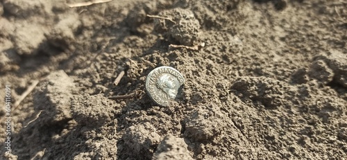 Roman denarius on the ground