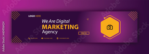 Modern abstract Digital Marketing Solution and Agency Corporate Business banner LinkedIn cover design set minimal design