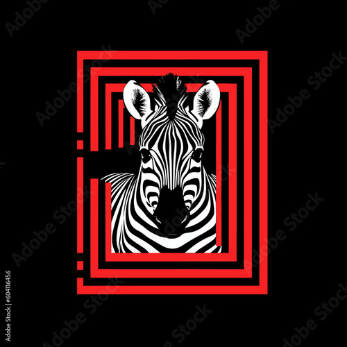 Testa zebra con sfondo strisce geometriche