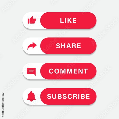 like share comment subscribe social media icon set vector design