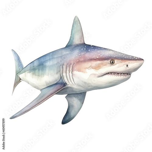 Pastel Sea Shark Watercolor Clipart  Shark PNG  Shark Watercolor  Fantasy Animal Watercolor  made with generative AI 