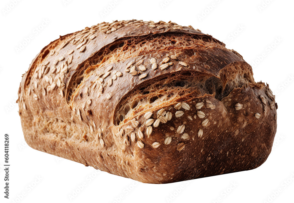 Multigrain bread on transparent background. Generative AI. Multigrain bread on transparent background. Generative AI.