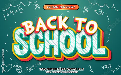 Back to school 3d chalk texture text effect editable template design