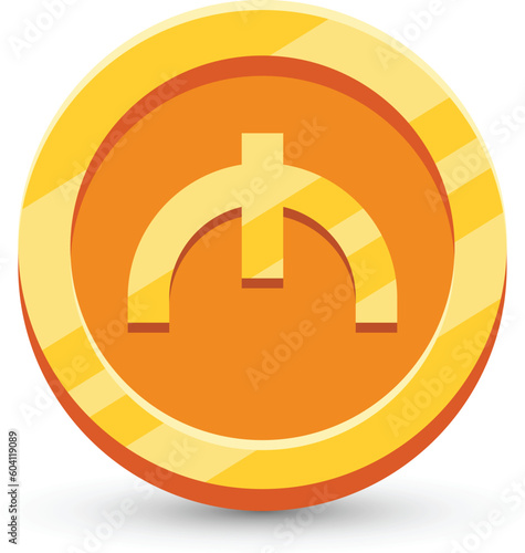 Gold Coin with Azerbaijani Manat Currency Sign