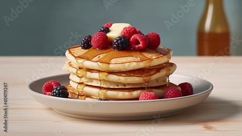Pancakes on a White Background. Isolated. Generative AI.