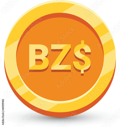 Gold Coin with Belize Dollar Currency Sign