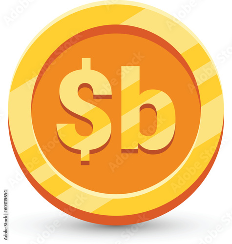 Gold Coin with Bolivian boliviano Currency Sign