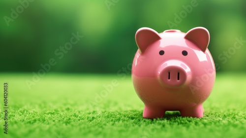 Pink piggy bank, investment concept. Generative AI