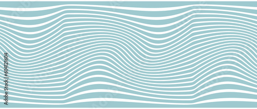 Abstract Geometric Seamless Vector Pattern. Light Blue Wavy Stripes isolated on a White Background. Irregular Infantile Style Waves. Opal Blue and White Groovy Retro Repeatable Striped Print. 