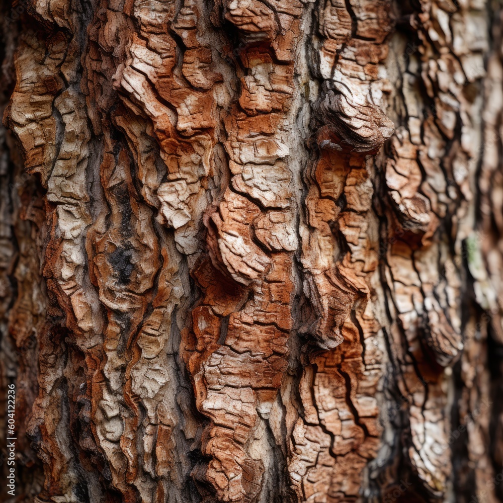 Brown tree bark resembling pine - Generative AI Brown tree bark resembling pine - Generative AI
