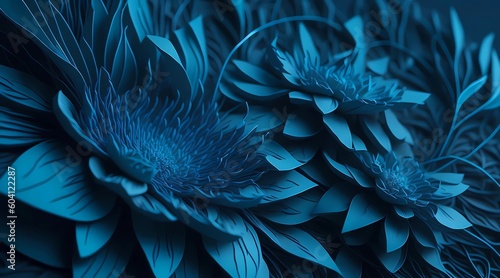 amazing cyan flower decoration, beautiful cyan petals, awesome cyan flower, decorative cyan flowers, futuristic art style, cyan flower wallpaper, by generative ai