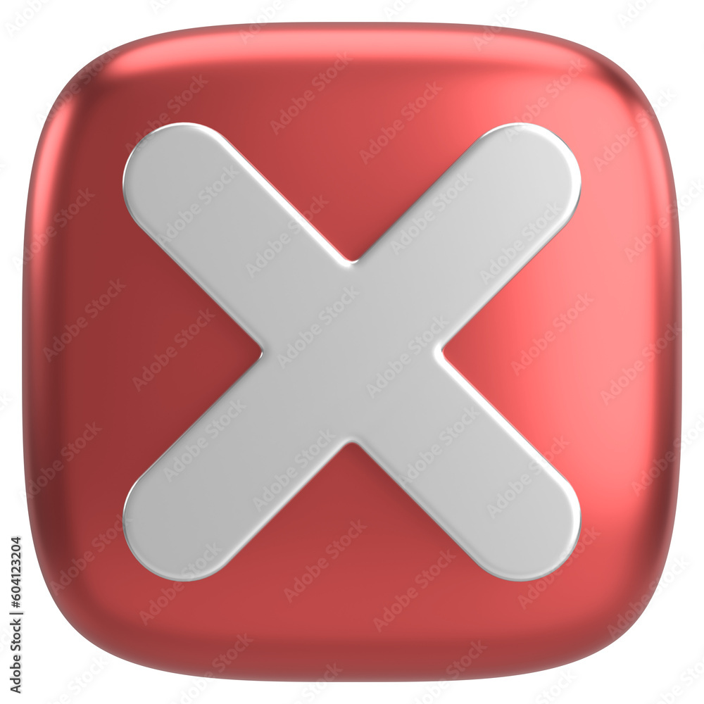 Fototapeta premium 3D close button. Cross sign. 3D illustration.