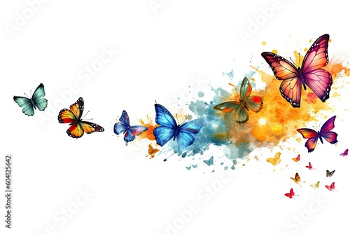 Wings of Wonder. Isolated colorful Butterfly on White Background. Generative AI illustrations. © Thares2020