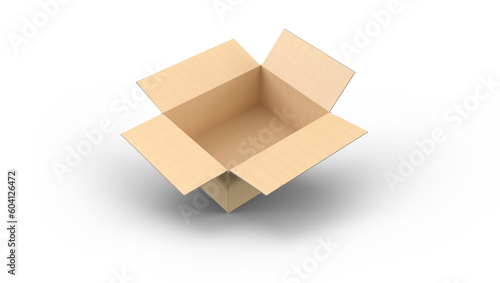 Open cardboard box isolated
