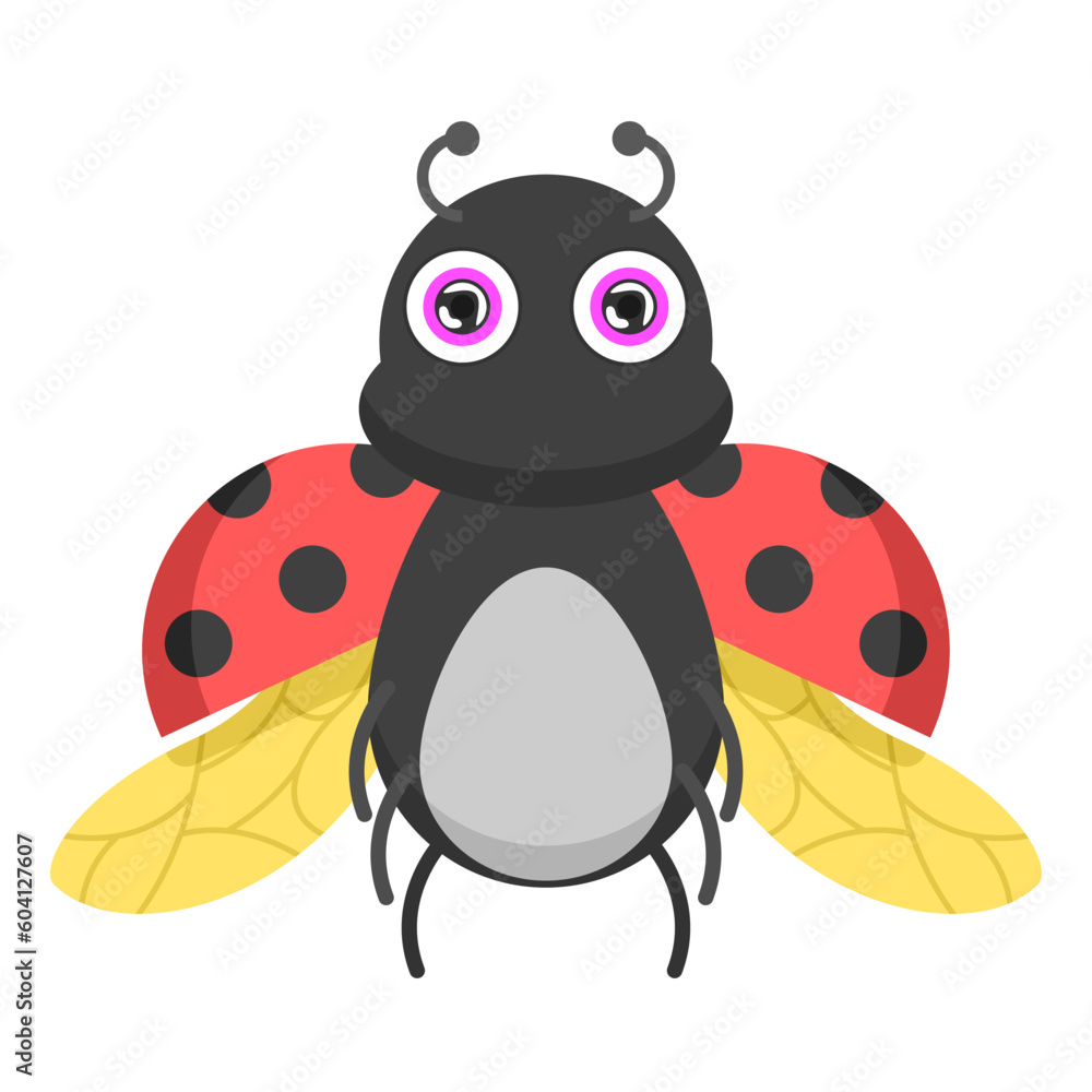 Abstract Flat Cartoon Different Animal Insect Ladybug Stand, Fly Vector Design Style Elements Fauna Wildlife Abstract Flat Cartoon Different Animal Insect Ladybug Stand, Fly Vector Design Style Elements Fauna Wildlife