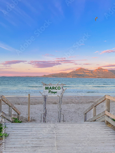 Sunset at Calvi beach in Corsica  France