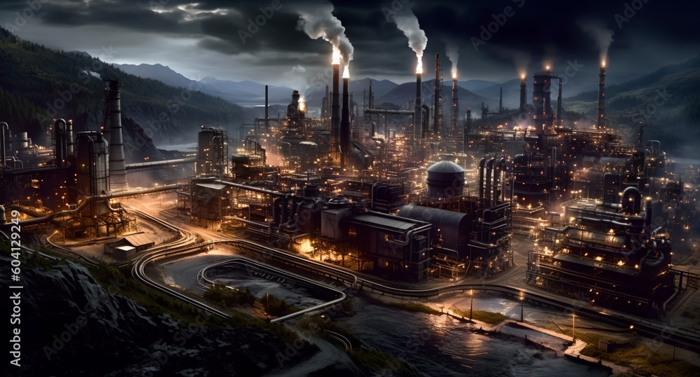 Fototapeta premium Industrial factory, Generative AI