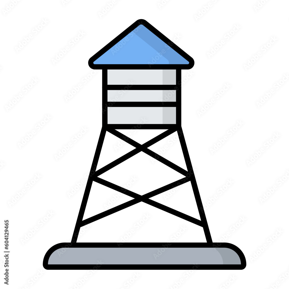 Naklejka premium Observation Post Line Color Icon