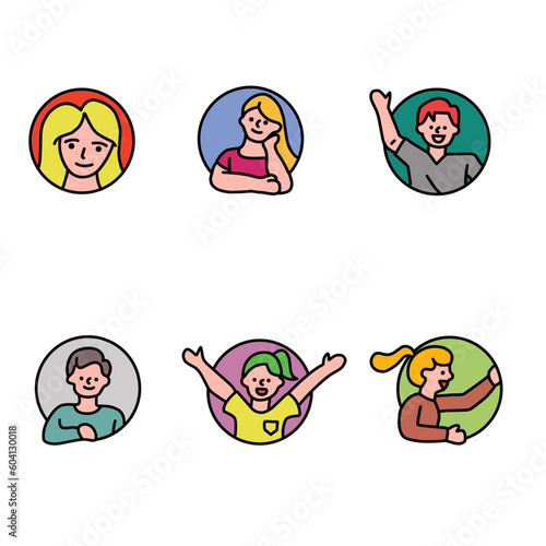 In every window peephole people talk. flat design style minimal vector illustration