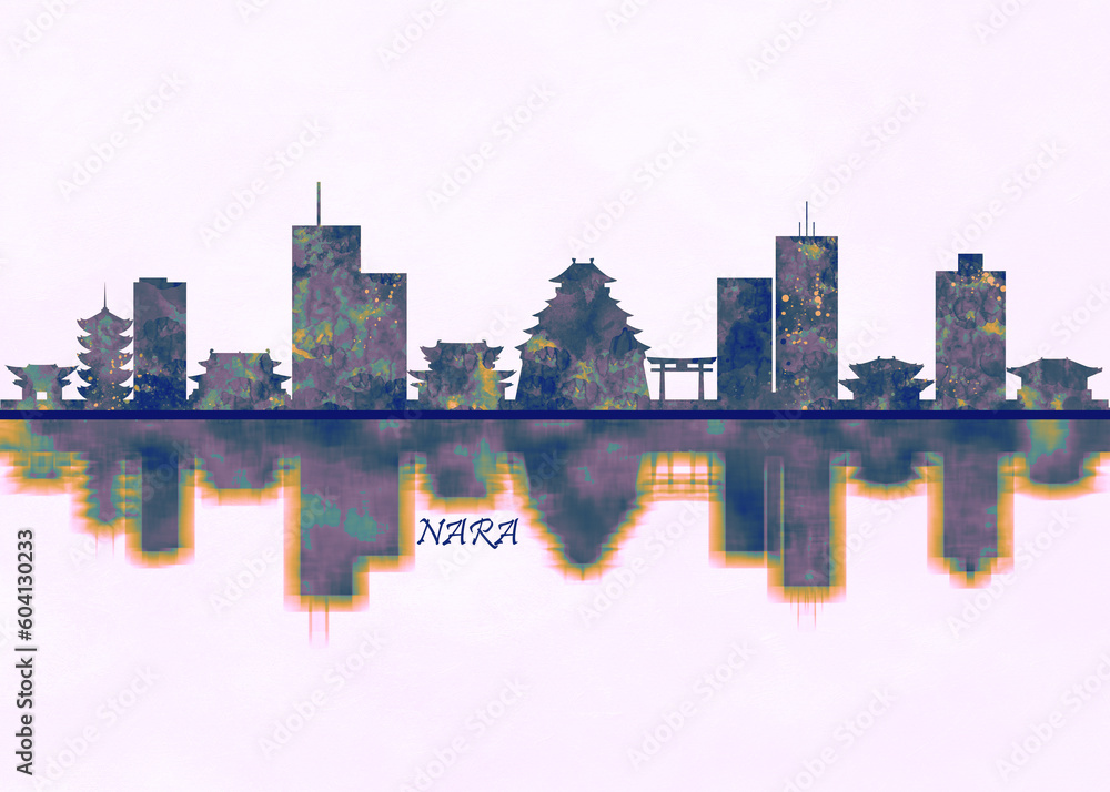 Nara Skyline. Cityscape Skyscraper Buildings Landscape City Background Modern Art Architecture Downtown Abstract Landmarks Travel Business Building View Corporate