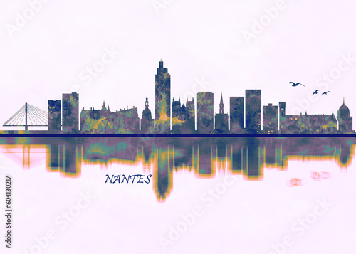 Nantes Skyline. Cityscape Skyscraper Buildings Landscape City Background Modern Art Architecture Downtown Abstract Landmarks Travel Business Building View Corporate