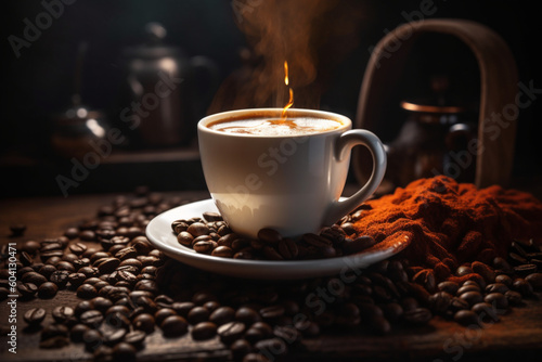 Introducing a captivating coffee-themed image collection that captures the essence of the beloved beverage. Immerse yourself in a world of rich aromas  and cozy coffee shops  ai generative ai