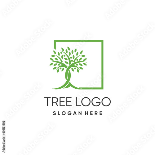 Tree logo design vector with unique abstract style