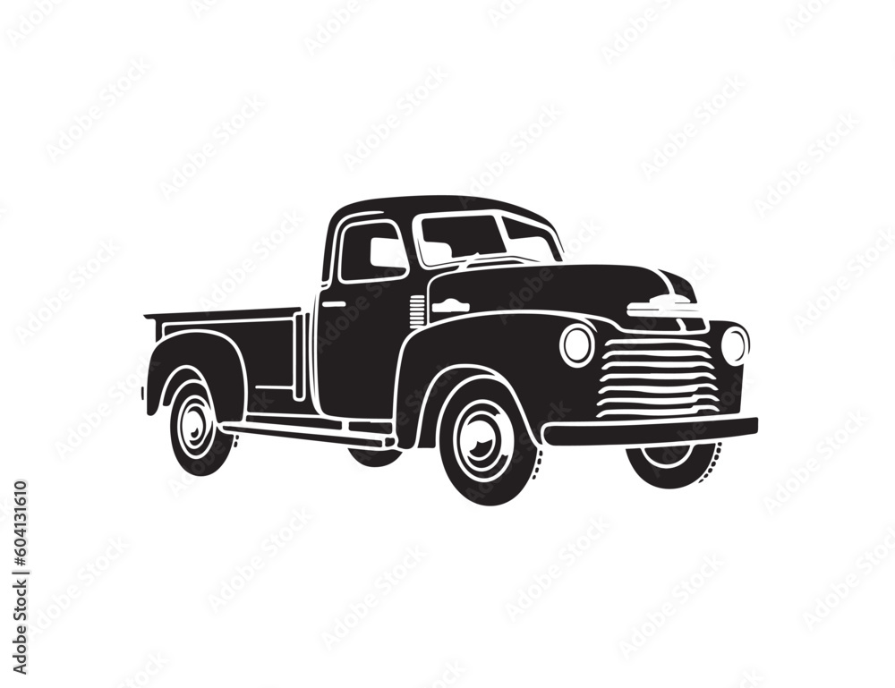 Classic Car, black outline icon, on white background
