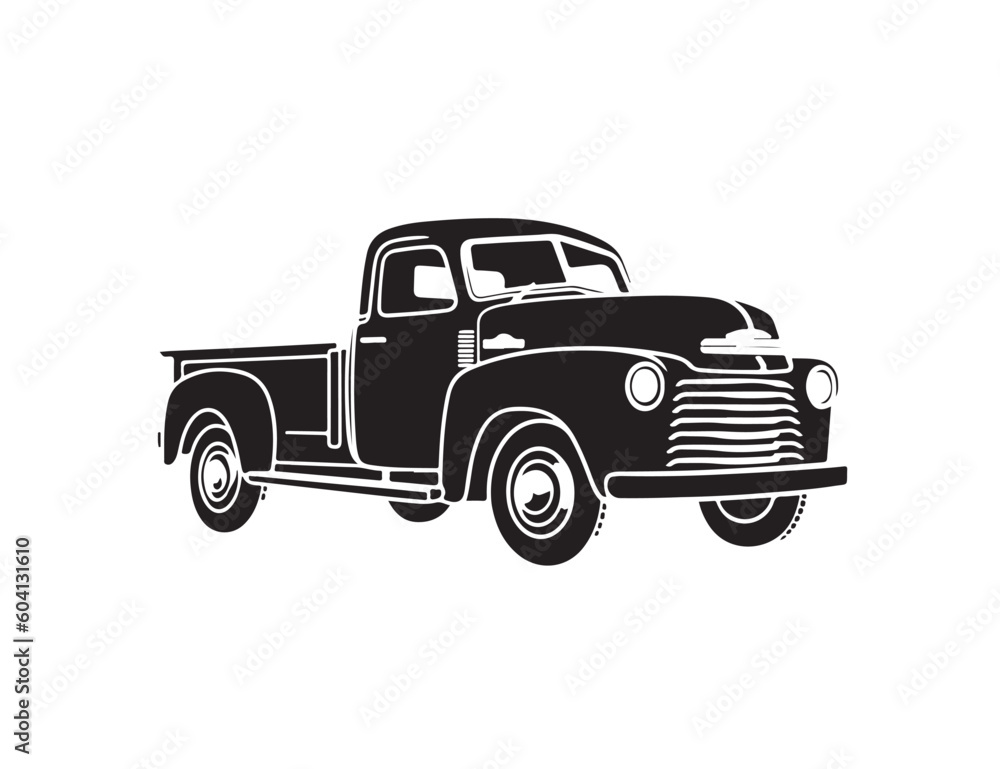 Classic Car, black outline icon, on white background Classic Car, black outline icon, on white background