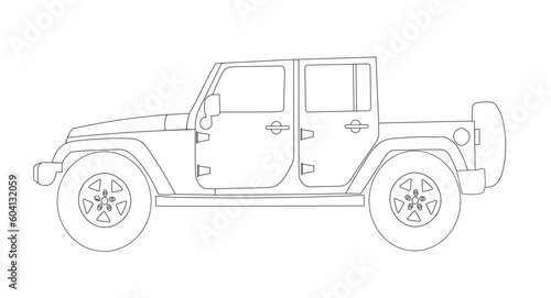 Vector of a car 4x4 off road black and white