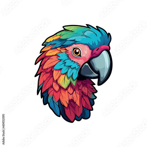 parrot clipart. Colorful sticker. white background