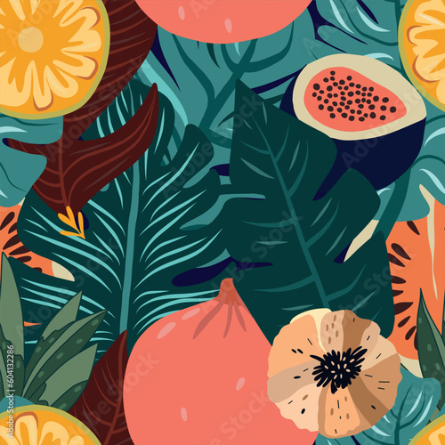 Image of beautiful hand-drawn tropical leaves. Vector Image can be used for designer wallpapers, for textile, packaging, printing or any desired idea.