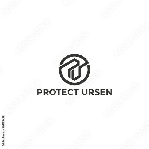 Abstract initial letter PU or UP logo in black color isolated in white background. initial letter logo up, pu, p inside u rounded lowercase white background. Letter PU for outdoor furniture logo.