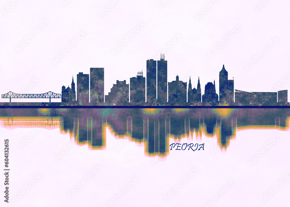 Peoria Skyline. Cityscape Skyscraper Buildings Landscape City Background Modern Art Architecture Downtown Abstract Landmarks Travel Business Building View Corporate