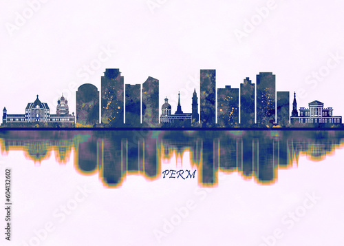 Perm Skyline. Cityscape Skyscraper Buildings Landscape City Background Modern Art Architecture Downtown Abstract Landmarks Travel Business Building View Corporate